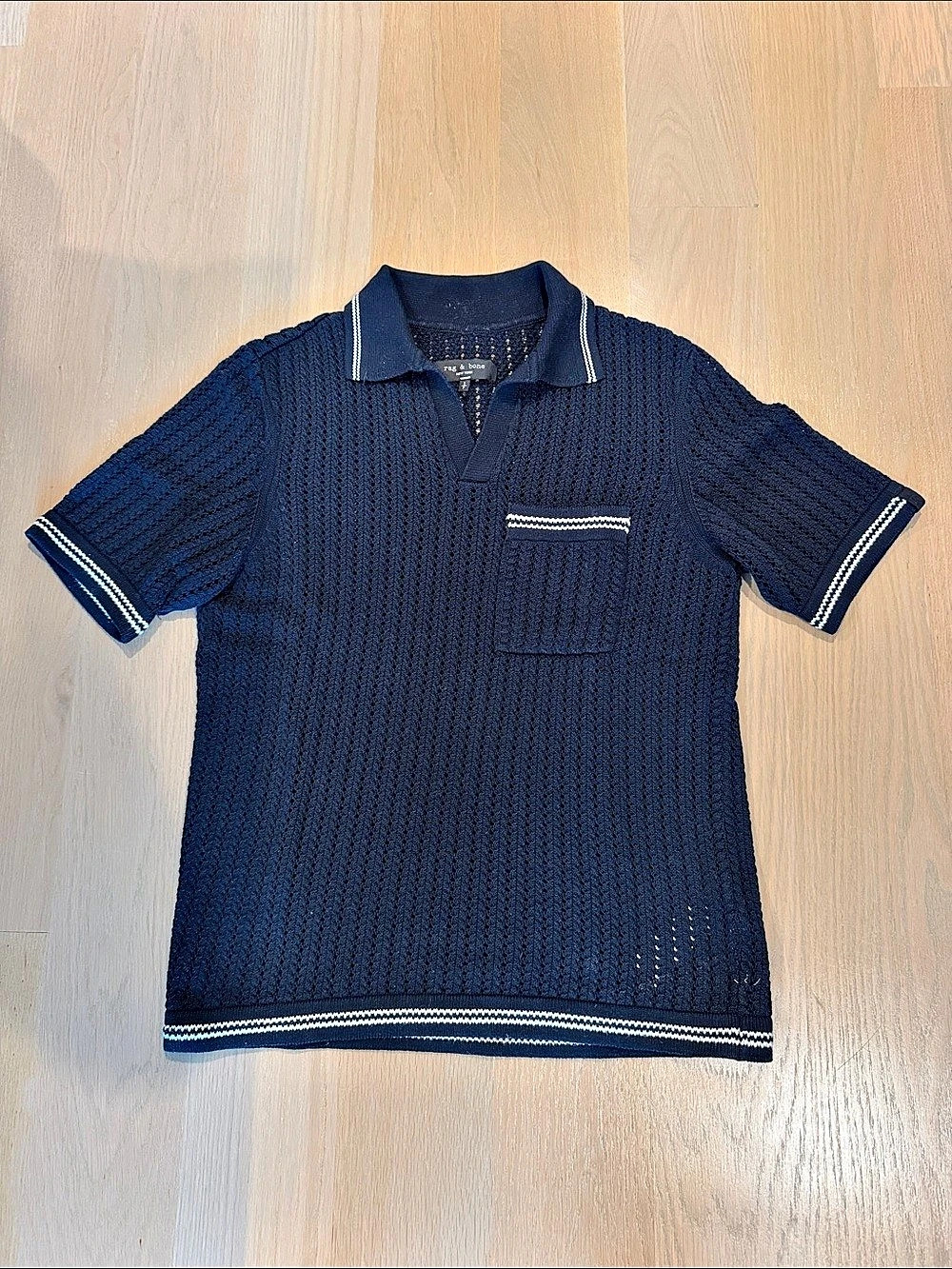 Rag & Bone Crochet Knit Polo